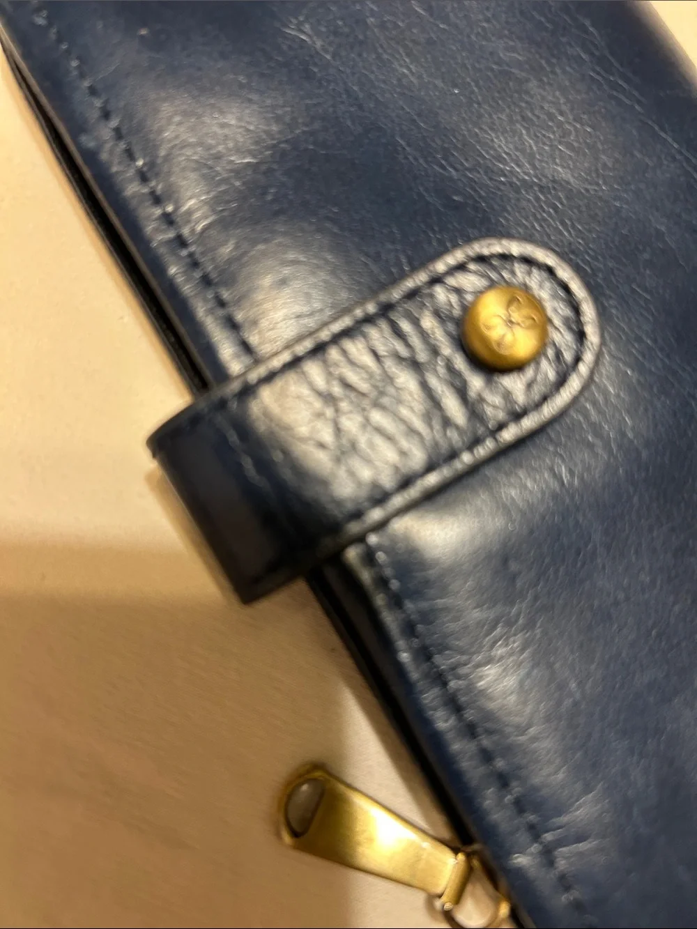 HOBO Navy Blue Leather Snap Wallet